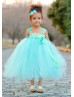 Aqua Mint Tulle Crochet Flower Girl Dress